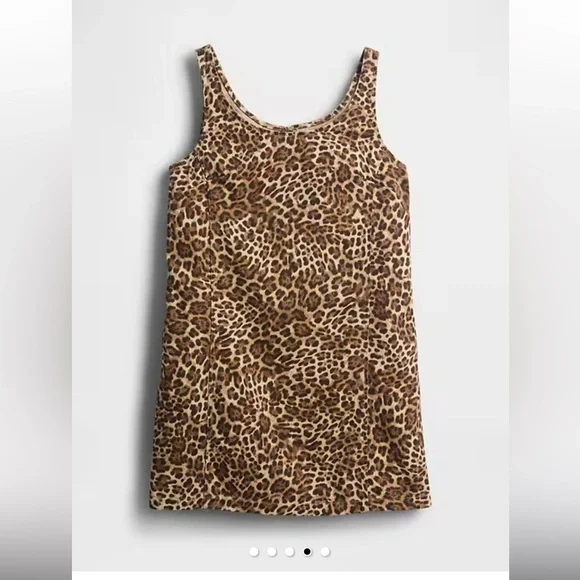 BNWOT GAP Ultrasoft Denim Leopard Mini Dress with pockets size XL - Picture 2 of 5